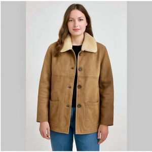 * Gamulux Argentinian Sherpa Lined Nubuck Button Front Coat Size M